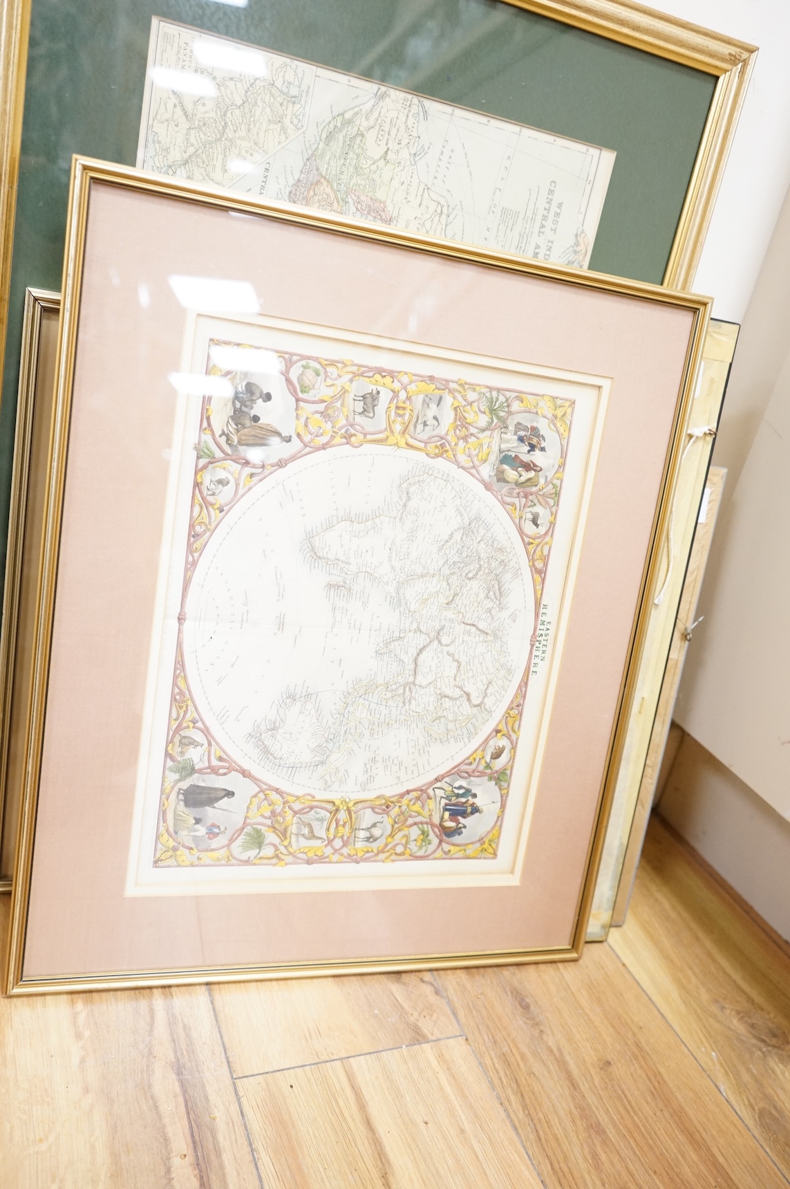 Twelve antique and later maps, to include Northern Africa from John Tallis's Illustrated Atlas published 1851, Natal and Kaffrari from the same atlas and one of Asia Minor, drawn and engraved by J. Rapkin